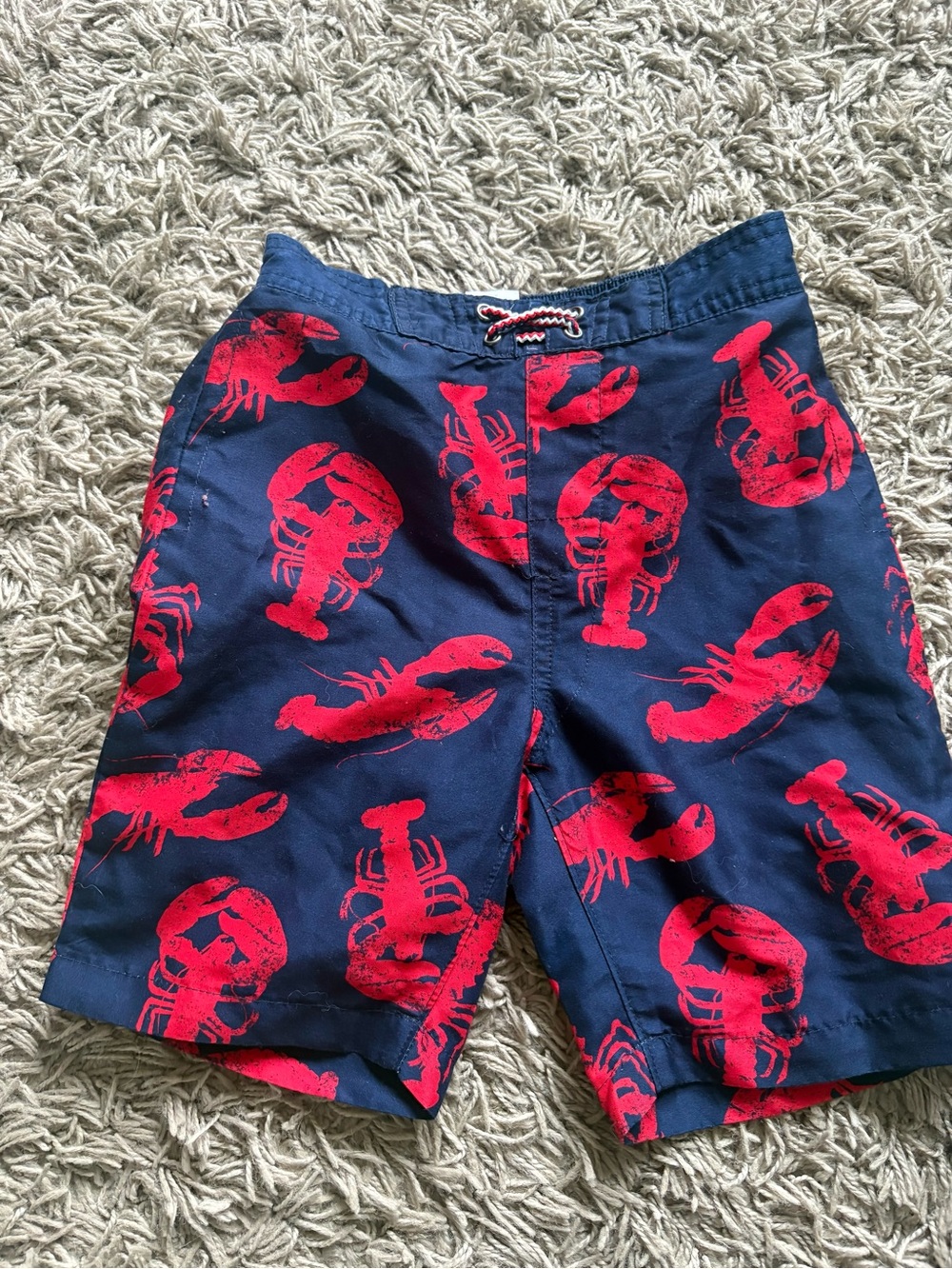 Appaman Navy Swim Trunks with Red Lobster Print